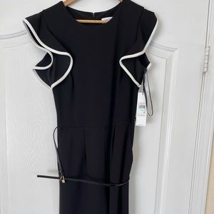 Calvin Klein pant one piece size 8 brand new tags on black w/ ivory trim